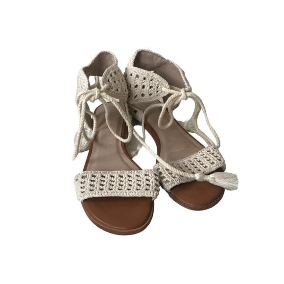 Joie Woman's Lace Up Crochet Knit Ankle Strap Gladiator Sandals Size 38 (size 8) - Picture 1 of 6